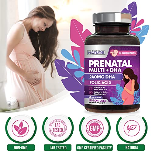 Prenatal Vitamins for Women - Multivitamin with DHA, Folic Acid, Vitamin C, B12, Iron & Omega-3 - Before, During & Post Pregnancy Supplement for Healthy Growth & Brain Development - 120 Softgels