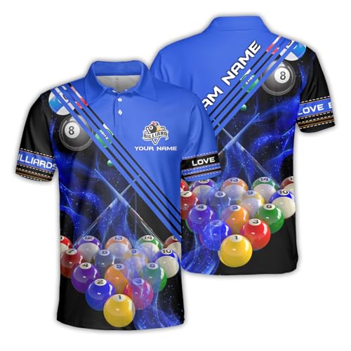SHAANT Personalized Billard Shirts for Men, 3D Pool Polo Shirt for Team, Custom Name Jersey for Players2