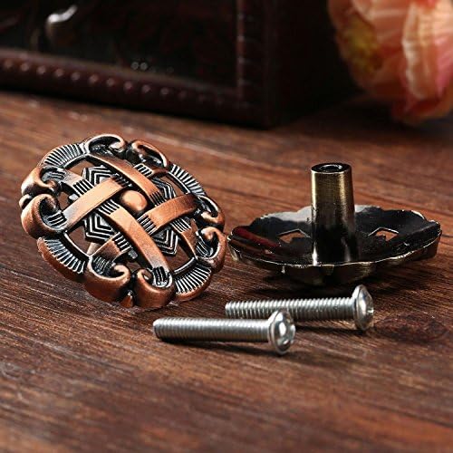 Round Pull Knobs Handles, 12PCS Round Shape Antique Drawer Cupboard Pulls Handles Wardrobe Drawer Cabinet Door Kitchen Knobs and Handles (Red Bronzen) (Color : Red Bronzen)