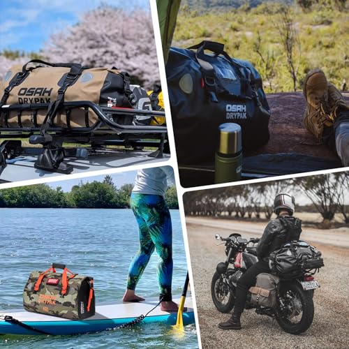 Greanthour Waterproof Duffel& Luggage Bag - Motorcycle Dry Bag Tail Saddle Bags with Roll Top Closure,Large Storage Space,for Camping, Kayaking, Fishing & Traveling(Yellow, 60L) by Greanthour - Used condition - Image 5
