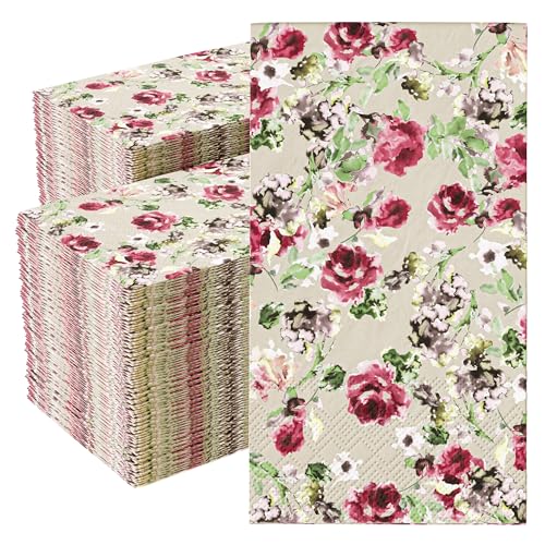 Trendables Floral Napkins for Decoupage 100 Pcs 3 Ply Floral Paper Napkins