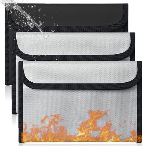 Lot de 3 porte-documents ignifuges 20,5 x 12 cm