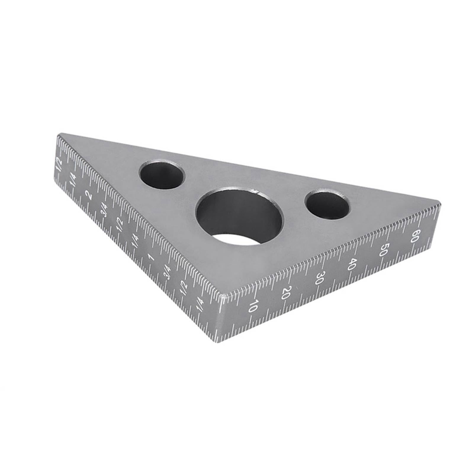 Righello Triangolare in Lega di Alluminio con Finitura Satinata, Calibro ad Angolo retto 45/90 Gradi, Dimensioni compatte