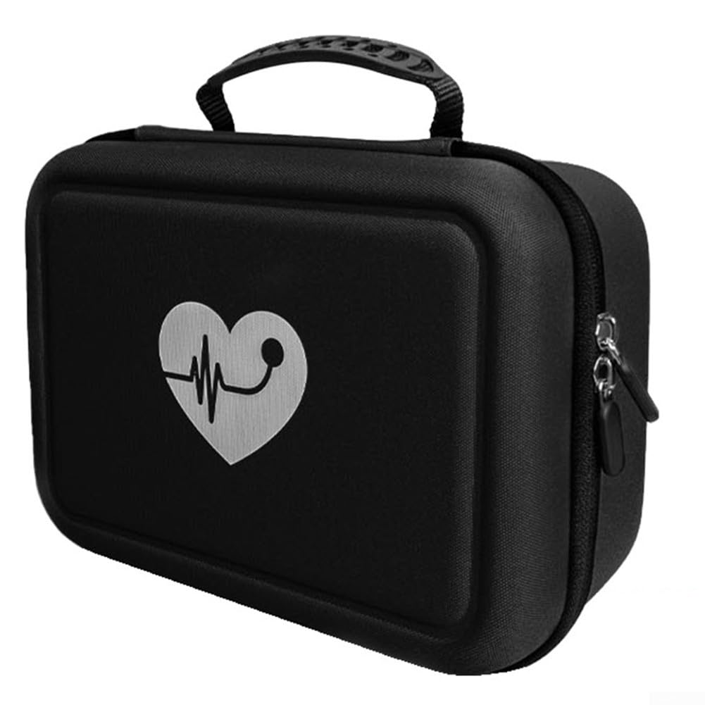 Bolsa de almacenamiento multifuncional para monitor, para suministros de primeros auxilios, monitor de presión arterial portátil, bolsa para kit de hogar (negro)