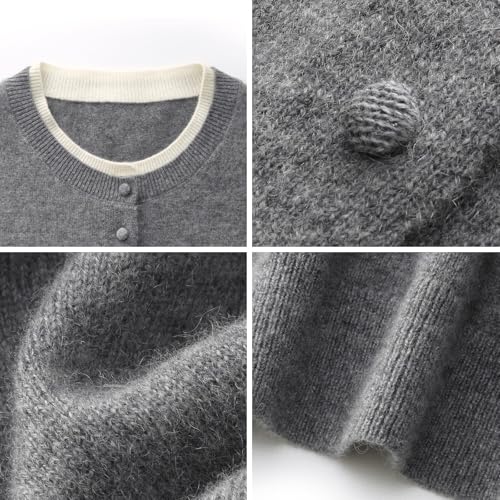Image of GOELIA Pure Cashmere Wool Cardigans Womens Sweaters Trendy Long Sleeve Button Down Cozy Loose Fit Knit Going Out Tops