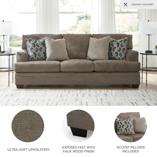 Signature Design by Ashley Stonemeade Casual Sofa with 4 Toss Pillows, Dark Brown