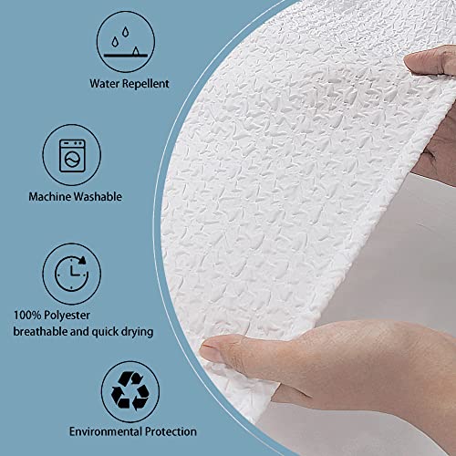 Owenie White Shower Curtain, 3D Embossed Textured Water Resistent Fabric Shower Curtain Liner, White Shower Curtain For Bathroom, Hotel Style Modern Pattern, 72 X 72 Inches #TOP7