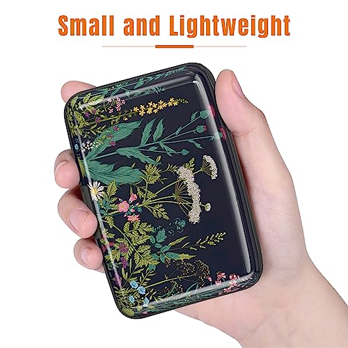 Image of Rimilak Aluminuml Credit Card Holder, Mini Credit Card Wallet RFID Blocking Slim Metal Hard Case for Women Men, Daisy Flower