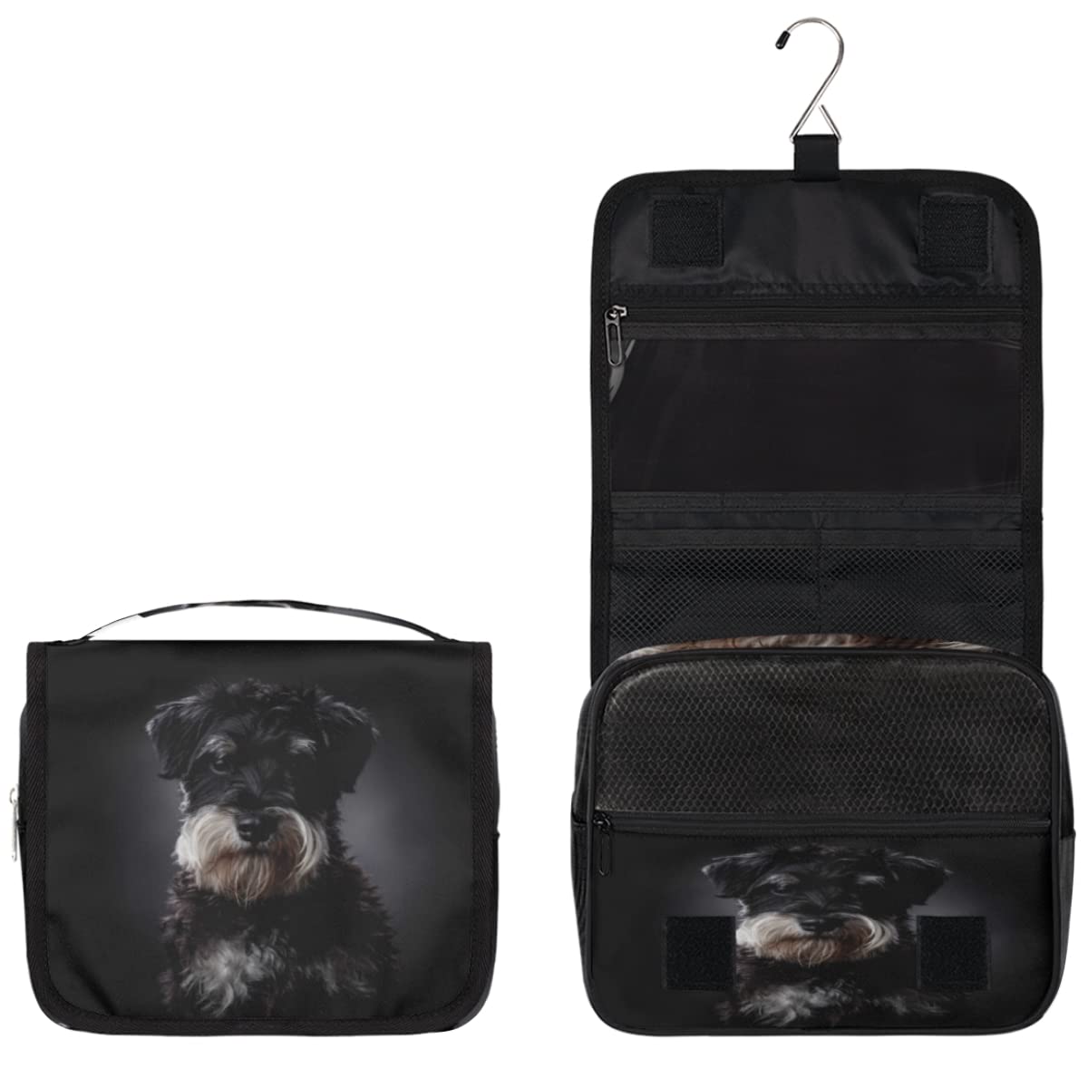 Sznaucer Pies Podróżna Kosmetyczka Śliczny Pies Mycie Torba Unisex Wiszące przybory toaletowe Kosmetyczka Organizer do makijażu, wielobarwny, Jeden rozmiar