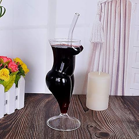 2 Pack Sexy Beauty Cocktail Glass - Creative Unique Naked Women Body Shaped Cup Whiskey Wine Glass Champagne Goblet for Home Party Bar Cover