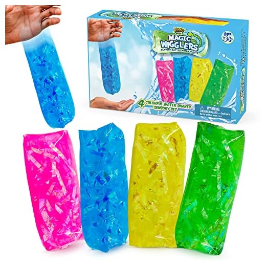 YoYa Toys Magic Wigglers Water Snake Fidget Toy - Water Wiggler Toy, Water Snakes Trick Stress Toy, Slippery Tricky Wiggler Tube - 4-pack Squishy Sensory Fidget Water Snake Toy, 5-inch Novelty Gift