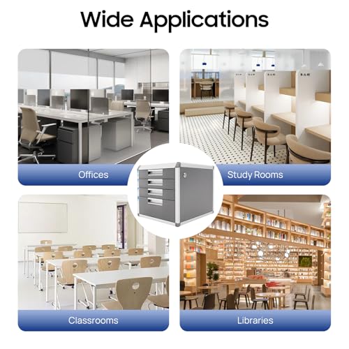 Cajonera de metal con cerradura, cajonera con ruedas, para documentos, caja auxiliar, cómoda de oficina para documentos - imagen 7