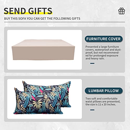 Lviden 9 Pieces Wicker Patio Furniture Set Outdoor Pe Rattan Sectional Conversation Sofa Set With Peacock Blue Cushions And 45” Gas Fire Pit Table #TOP6