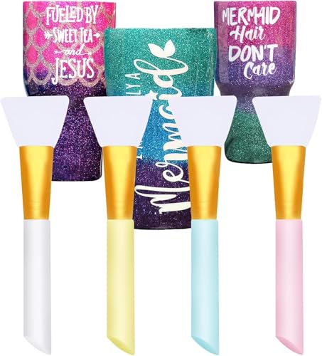 Silicon Epoxy Brushes Set for Making Epoxy Glitter Tumblers, Reusable Flexible Epoxy Application Sticks for Spreading an Even Coat of Epoxy Resin on Tumblers and Cups (Pack of 4)