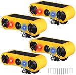 Qualirey Solar Outdoor Motion Sensor Alarm 2 x 129db Loud Noise Maker 13 Sound Detector Strobe Light, 4 Modes Animal Deterrent Dog Barking Alarm Mount on Ground or Fence for Garden Yard(4 Pack)