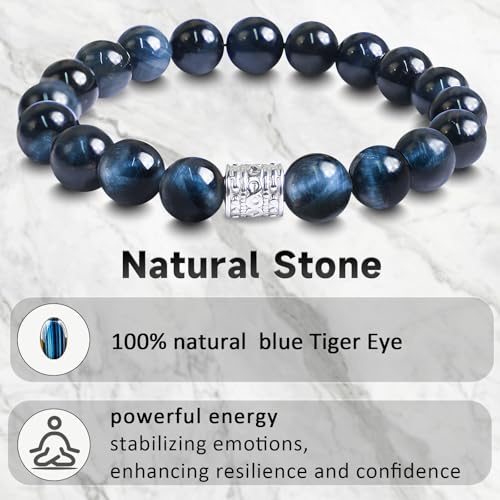 Tiger eye &obsidian beaded bracelets for men ，Gemstone stainless steel bracelets for men &women,fashion natural stone jewelry2