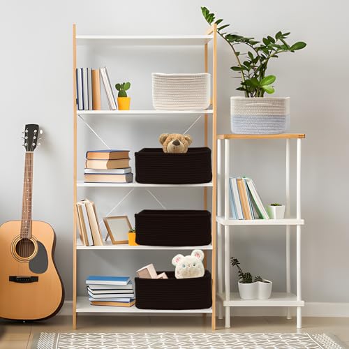 Image of COMFY HOMI 11.5 inchx7.5 inchx4.7 inch Storage Baskets for Organizing | Cotton Rope Woven Basket | Toy Storage Bin Box | Basket for Shelves, Closet Organizer Bin, Decorative Closet Shelf, 3 Pack,