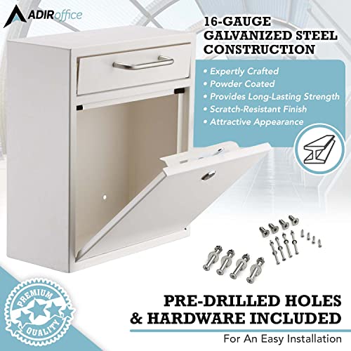 AdirOffice Wall Mount Mailbox - Mailbox with Lock and Keys- Durable Wall Mounted Locking Mailbox and Cash Drop Box for House, Apartments and Bussiness After Hours Deposits by AdirOffice - Image 2