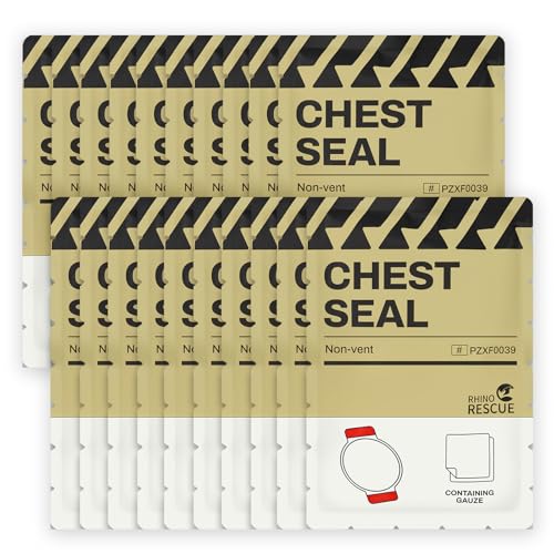 Image of RHINO RESCUE Non-Vented Chest Seal, IFAK First Aid Supplies (20 Count)