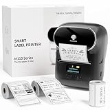 Phomemo M110 Etichettatrice Portatile Bluetooth Stampante Termica Etichette Adesive per iOS & Android,per piccole imprese,uffici,codici a barre,negozi,Label Printer set Con 3 Rotoli Etichette -Grigio