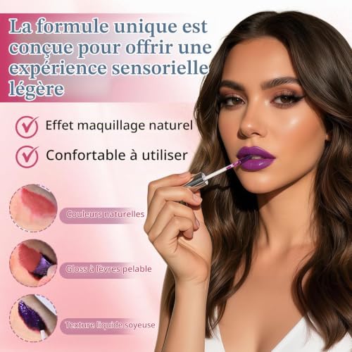 3Pcs Peel Off Lip Stain,Longue Durée peel Off Matte lip gloss,Crayon à lèvres imperméable,Matte Liquid lipstick Nude Lip Gloss,facile à appliquer – vue 4