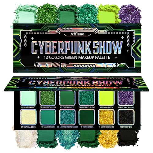 DE'LANCI Green Eyeshadow Palette, Intensive Grün Lidschatten Multichrome, Vegane Dark Green Eye Shadow Palette Hoher Pigmentierung, Schimmernd Glitzer Grüne Lidschatten Wicked Makeup Halloween Cosplay