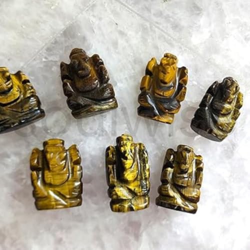 Image of Soulwise Tiger Eye Crystal Ganesha Healing Crystal for Wisdom, Confidence, Success, and The Removal of Obstacles, Statue, Home-Decor, Sculpture Meditation, Ganesha Idol, Gift, Showpiece.