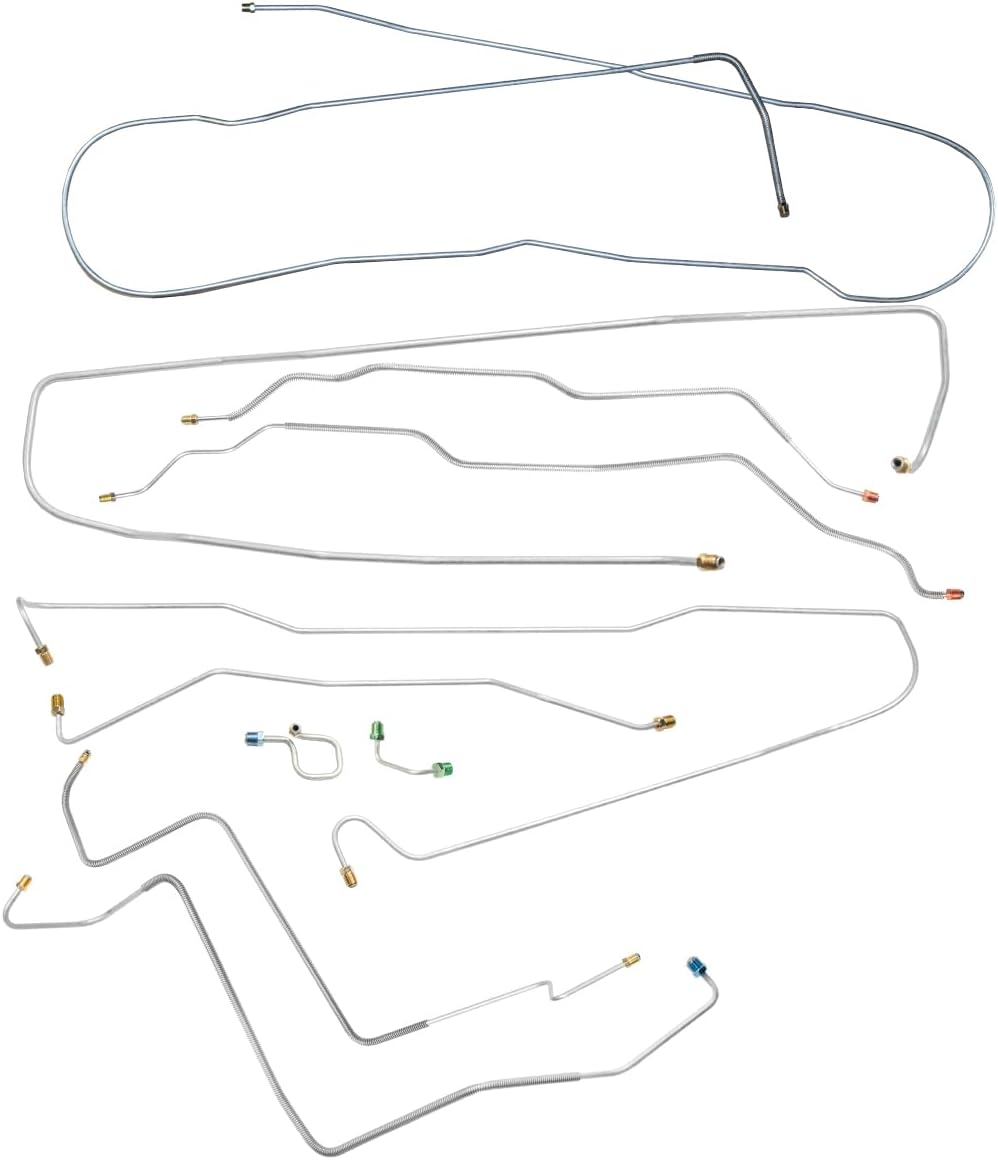 Inline Tube Compatible with 1972 Chevrolet GMC Truck 4wd Power Disc Brake Line Kit 10pc, 1/2 ton, Shortbed, Stainless