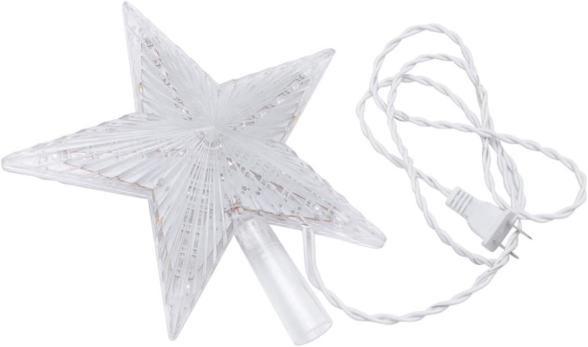 Christmas Tree Star Topper Light LED Tree Top Star Ornament Home Decoration with US Plug (Warm White)