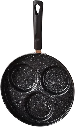 Luxshiny Sartén antiadherente para huevos, 3 tazas, sartén para panqueques, olla redonda dividida, para panqueques, hamburguesa, huevo escalfado