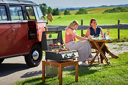 RÖSLE Grillplatte VIDERO G2-P, Hochwertige Grillplatte aus Gusseisen für Fleisch und kleine Grillstücke, Grillbranding, Platte beidseitig verwendbar, Schwarz, 32 x 19 x 1.4 cm