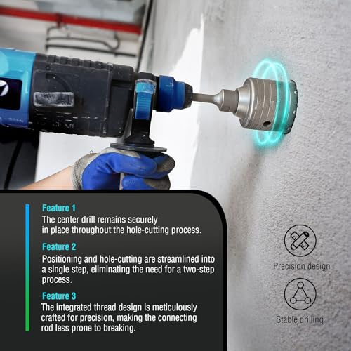 BINOTA Betonlochsäge 115 mm, Kreisbohrer, Lochsäge, mit SDS Plus Schaft, für Beton, Zement, Ziegel, Mauer, Stein, Mauerwerk