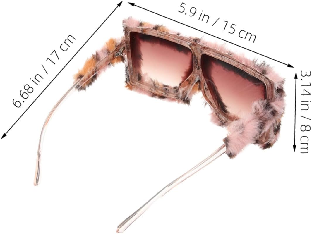 TEHAUX 2pcs Plush Fuzzy Cat Eye Sunglasses Novelty Party Eyewear Unisex Funky Vintage Glasses for Men Women