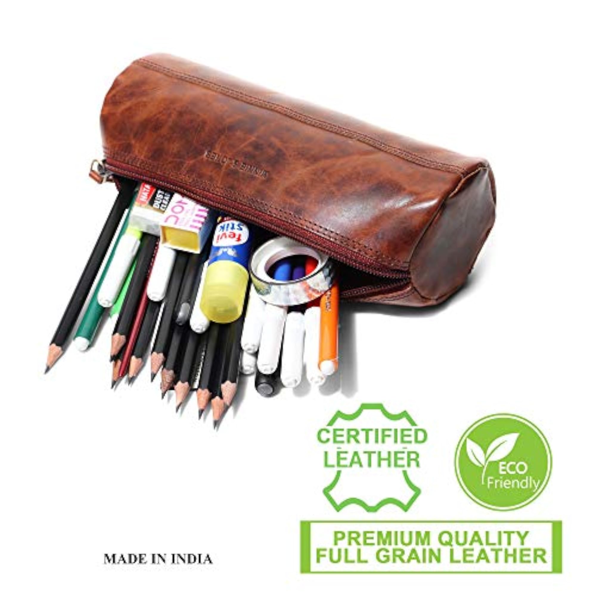 Premium Full Grain Leather Multipurpose Pouch, Travel Organizer