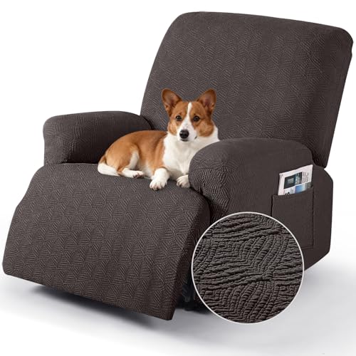 Image of Timeles Recliner Covers Recliner Chair Covers Reclining Couch Covers Sofa Slipcovers Stretch Soft Washable (One-Seater, Chocolate)