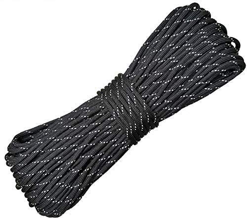 Woltechz Parachute Cord 550 Survival Reflective Paracord, 100 Feet Type Iii 9 Strand 100% Nylon Core - 550Lb Parachute Cords Tent Rope For Camping, Bracelet Braiding, Crafting, Tie-Downs #TOP2