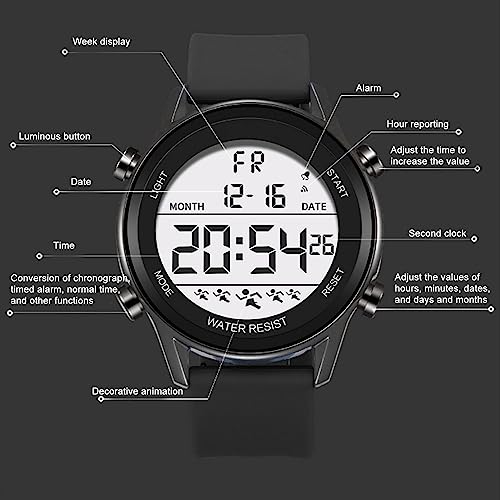 Reloj Cronógrafo Digital, Luminoso Multifunción Impermeable con Correa Rápida, Reloj Deportivo para Hombres y Actividades al Aire - imagen 5