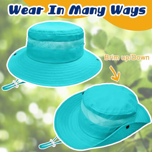 Image of Outdoor Kids Sun Hat for Boys Girls Wide Brim Mesh Bucket Hat UPF 50+ Sun Protection Breathable Summer Fishing Safari Hat