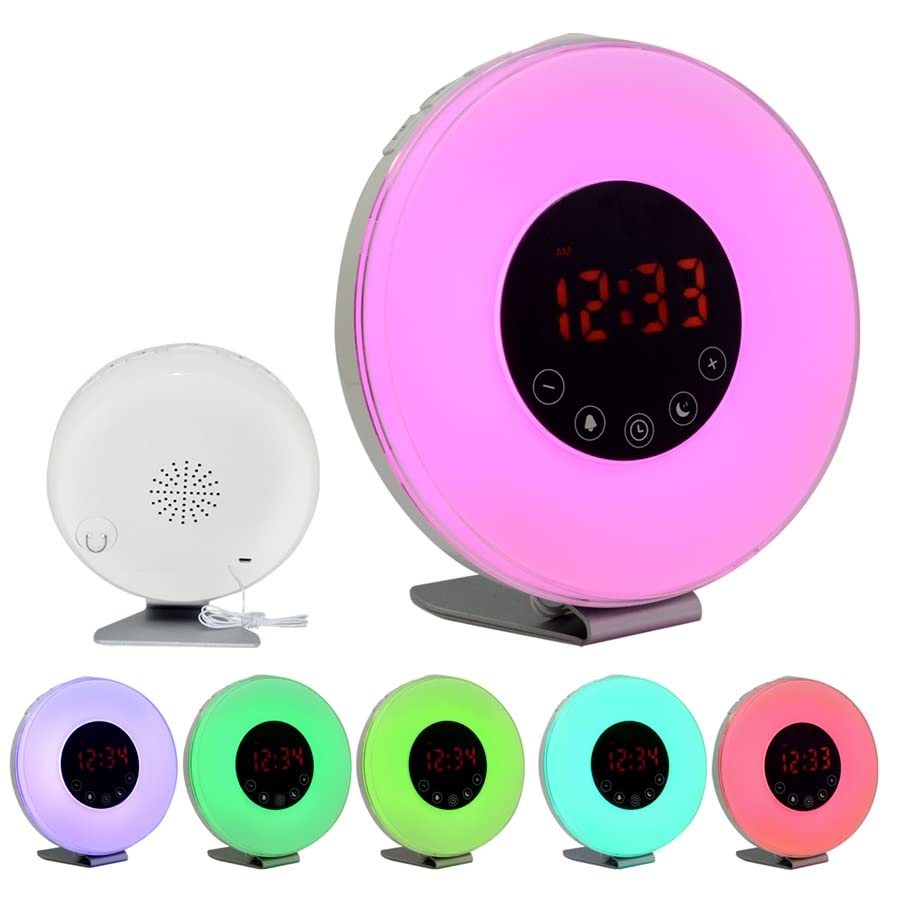 Zonsopgang Wekker, Digitale Klok, Wakker Licht 7 Kleuren, FM Radio Touch Control, Slaapkamer Nachtkastje Wake-up Light LED Kleurrijke Sfeer Licht Bluetooth Speaker Zonsopgang Wekker, Digitale Klok, Wakker Licht 7 Kleuren, FM Radio Touch Control, Slaapkamer Nachtkastje Wake-up Light LED Kleurrijke Sfeer Licht Bluetooth Speaker