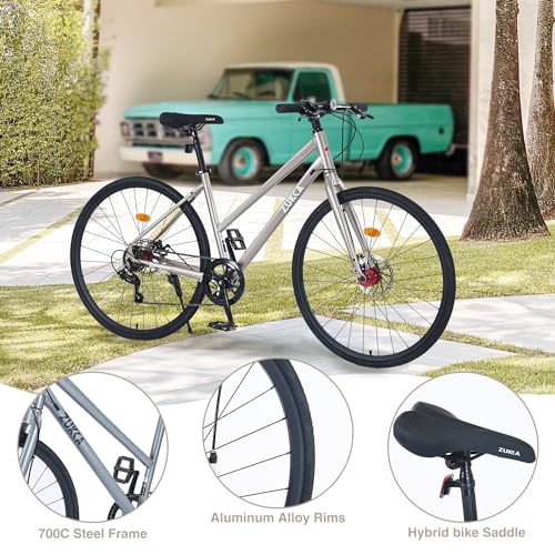 Balinge WJBL29CHAM 7 Speed Road Bike Hybrid Bike For Men And Women, 700C Wheels Racing Bicycle, Commuter Bicycle,City Bicycles,Double Disc Brakes,Commuting Cycle,Champagne thumb #3