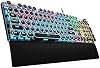 Teclado mecánico de escritura AULA F2088 con cable, switches azules, retroiluminación LED arcoíris, reposamuñecas extraíble, perilla de control multimedia, keycaps redondos retro punk, USB 2