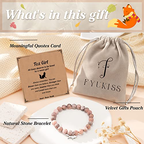 FYUKISS Natural Stone Fox Charm Bracelet for Girls Granddaughter Daughter Niece Birthday Christmas Gifts4