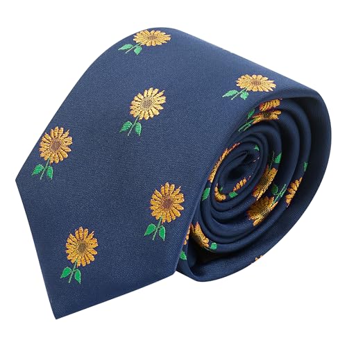 King & Priory Navy Blue Embroidered Sunflower Tie