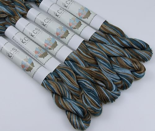 Image of KCS Big skeins of 25 Meters Size 25 Color Variegated Cross Stitch Stranded Threads,6 skeins,4515