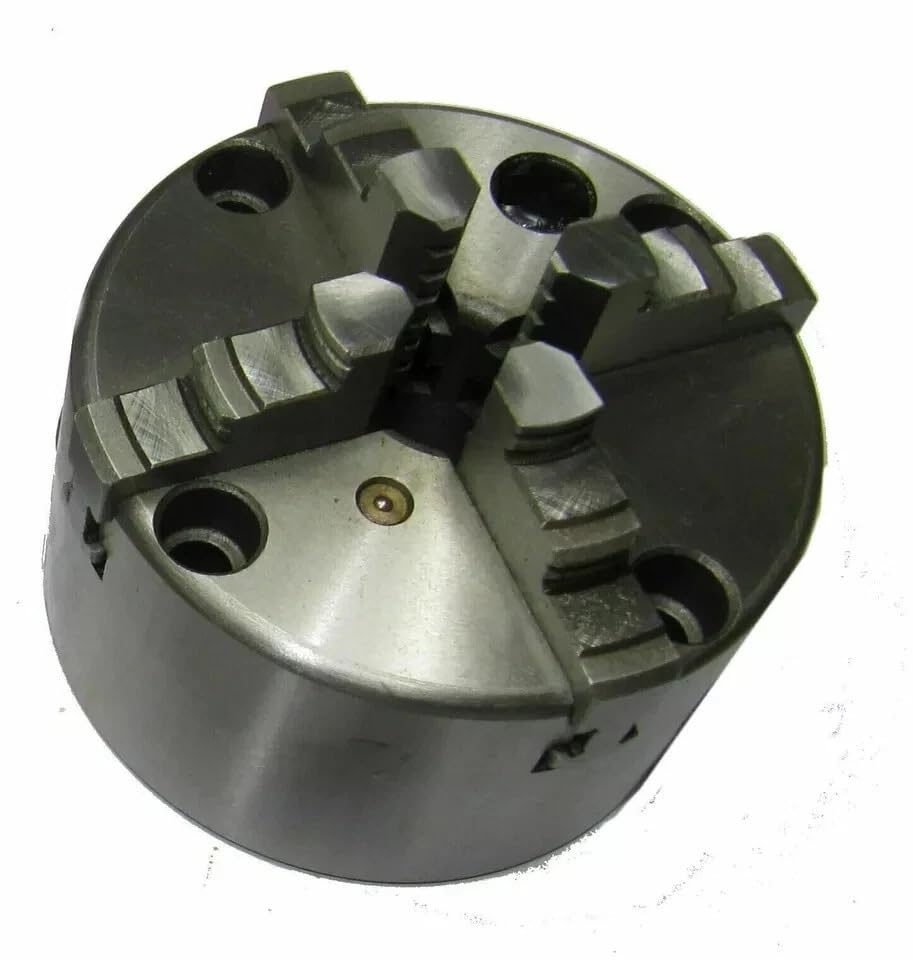 Portabrocas de torno autocentrante de 4 mordazas de 100 mm, montaje frontal con mandíbulas reversibles, mandril de desplazamiento de precisión para torno, fresadora, mesa giratoria y metalurgia