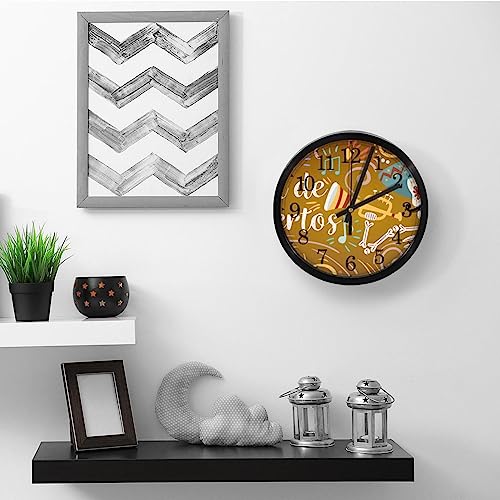 Horloge murale à quartz silencieuse avec squelettes rigolos pour maison et école