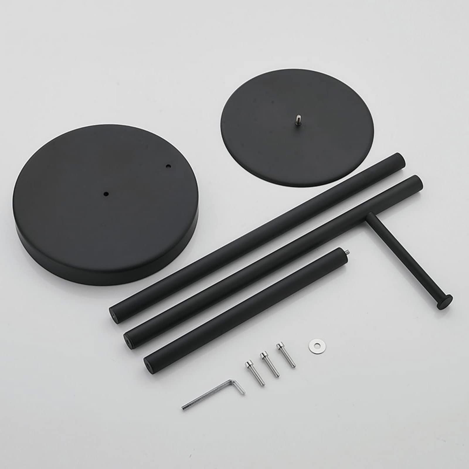 Porta carta igienica autoportante con dispenser di carta igienica in acciaio inox nero e ripiano portaoggetti per l'organizzazione del bagno (nero)