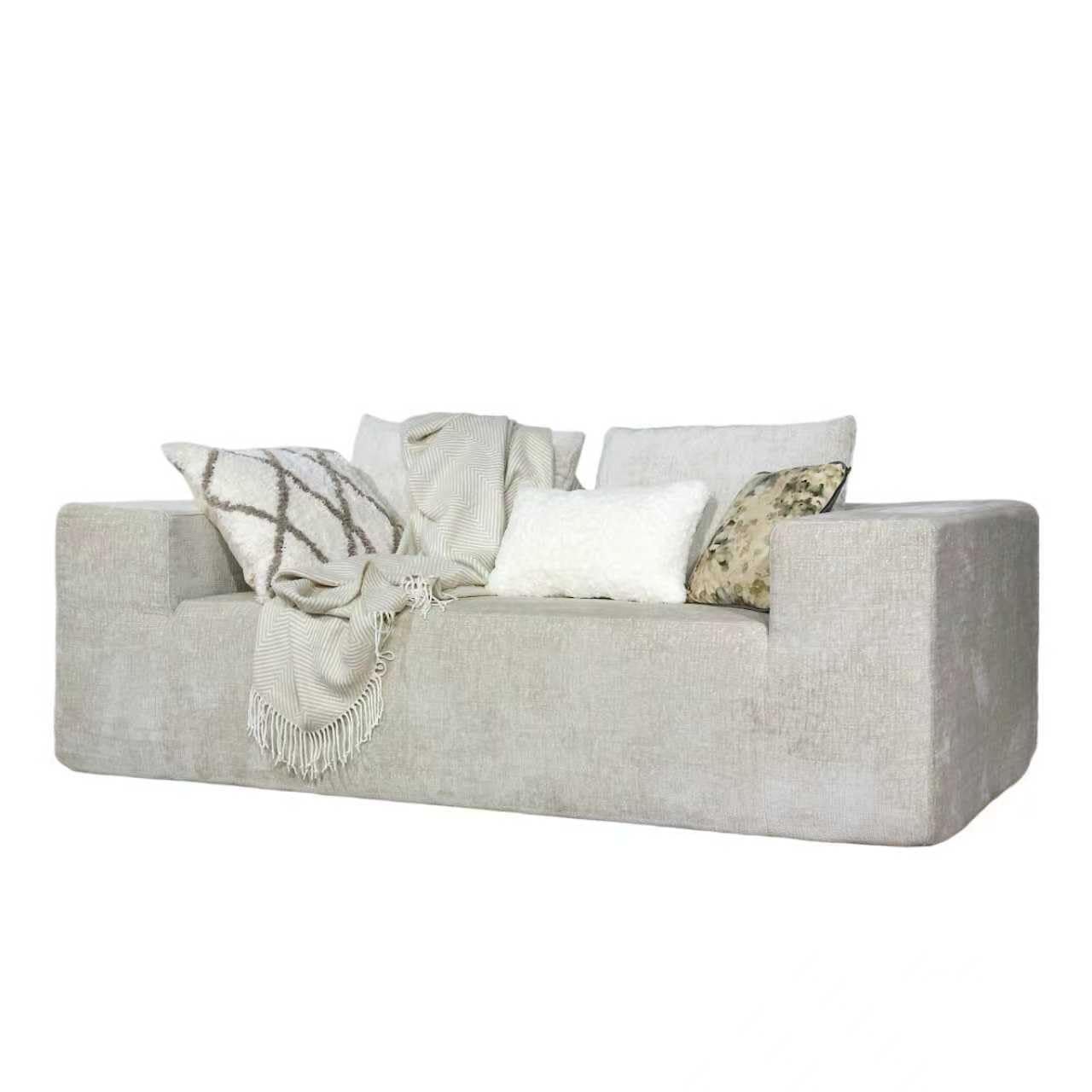 WPHOME YY16-6 off white,natural Modern Modular Sofa- 3 seaters convertible couch with wide armrests, plush cushions and soft fabric Upholstery-Space Saving Sofa for Living room.