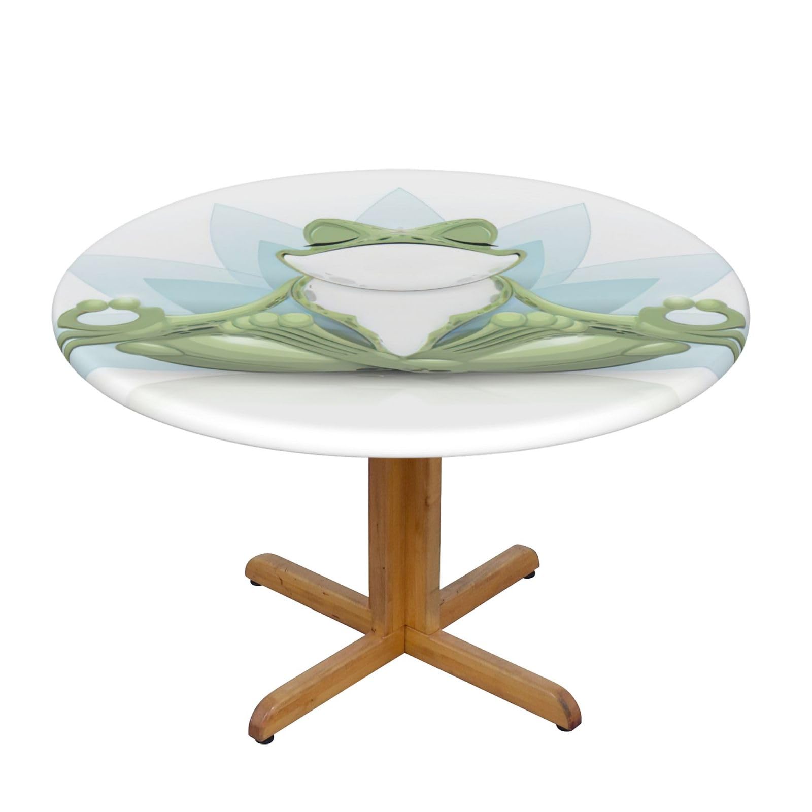 Funny Yoga Frog Print Wipe Clean Oval Tablecloth Stain-Resistant Dining Table Accessories Table Protector For Home