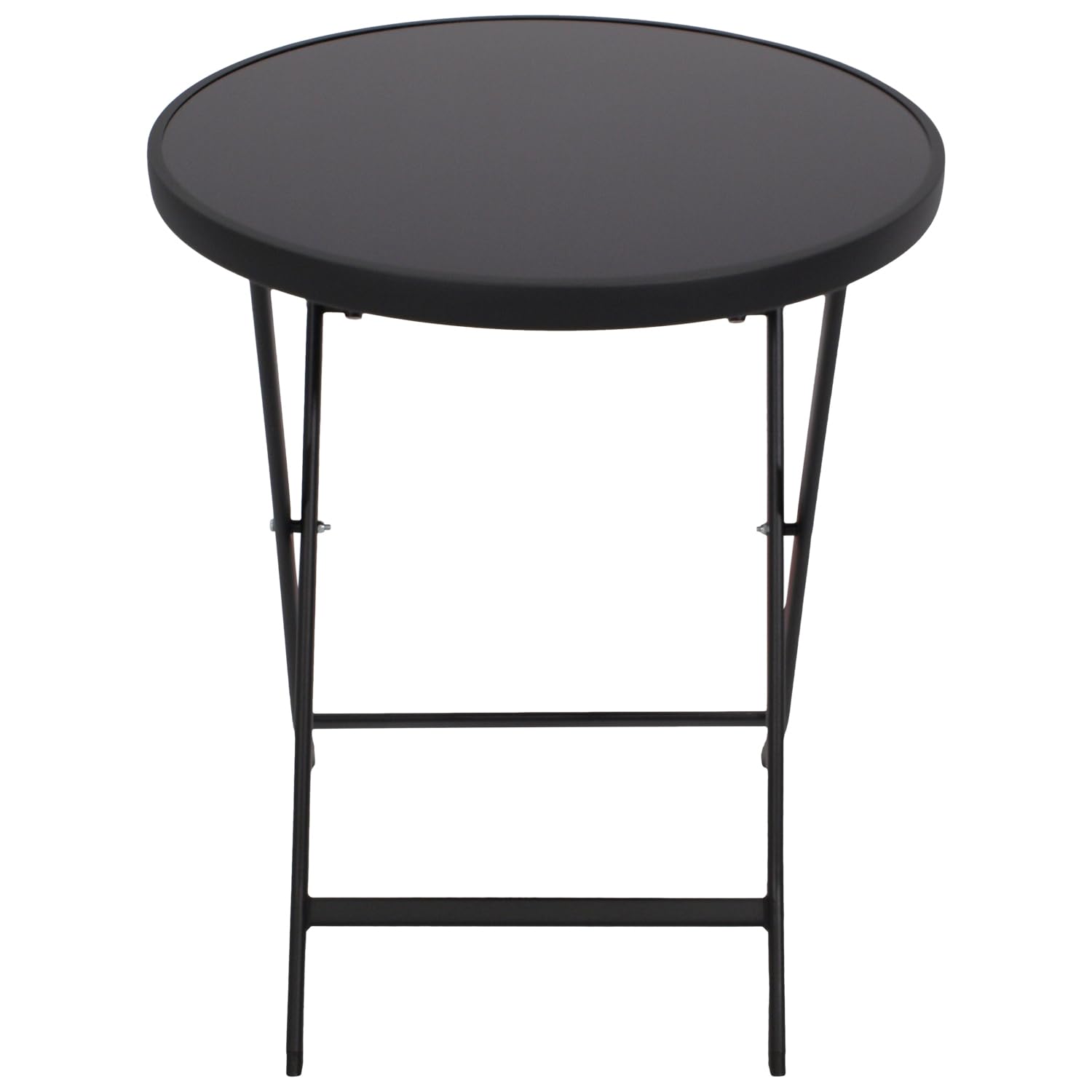 DEGAMO Bistrotisch Klapptisch Milano 60cm rund, Metall anthrazit + Glas schwarz, Outdoor